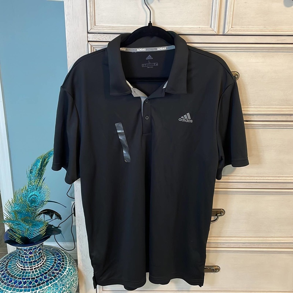 Men’s new Adidas, black, golf polo, large, short sleeve